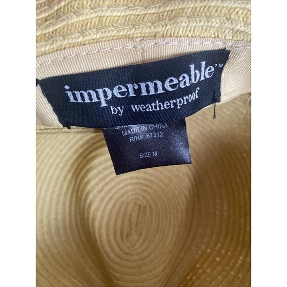 Impermeable Weatherproof Fedora Summer Hat Brown Ribbon Trim Size M - Picture 4 of 5